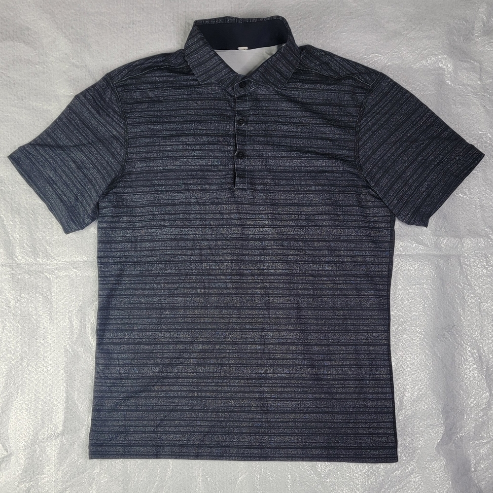 Lululemon Short Sleeve Black Grey Performance Polo Golf Shirt Medium (No Tag)